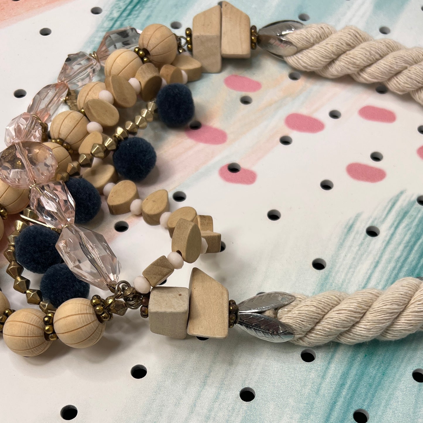 Rope Wooden Beaded Statement Necklace