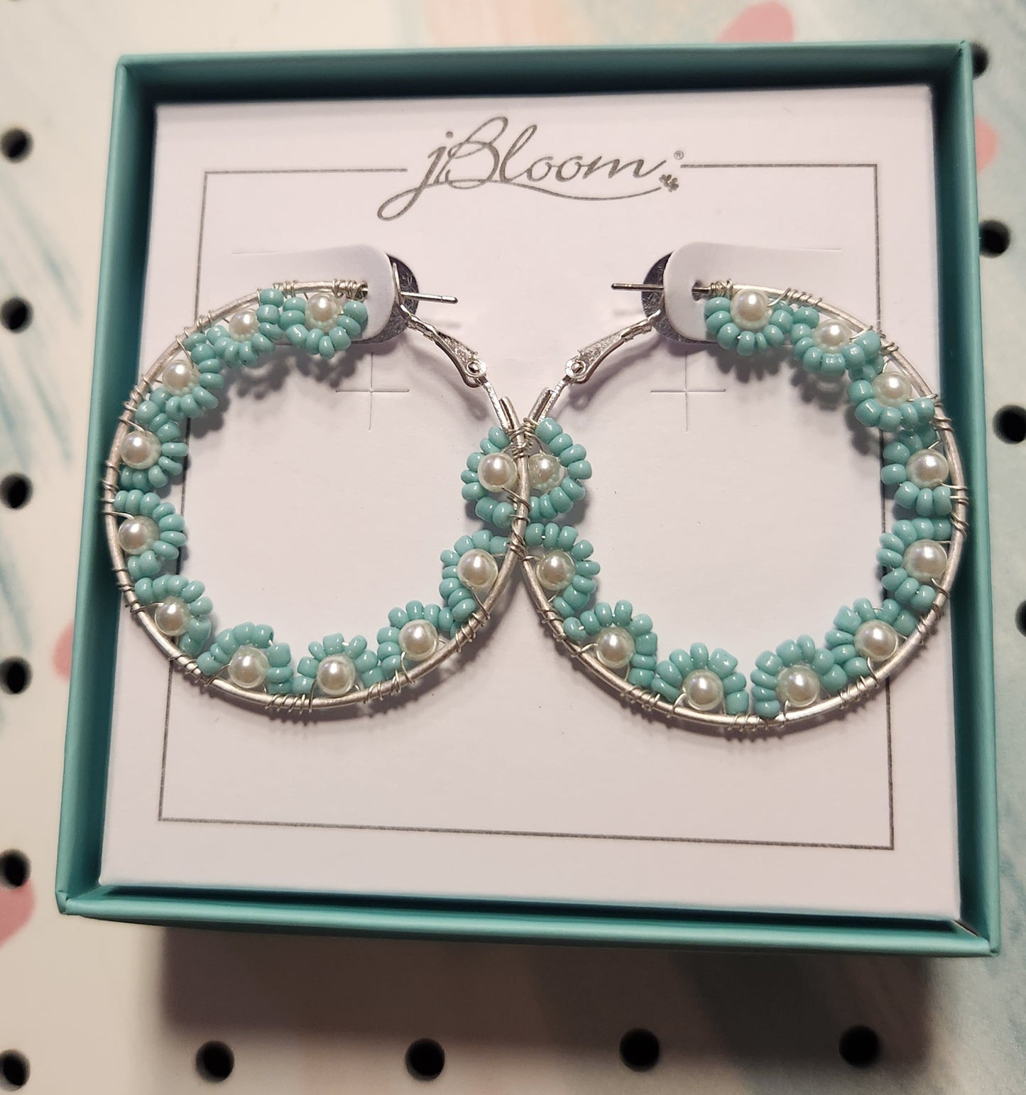 Teal Hoop Earrings (jbloom)