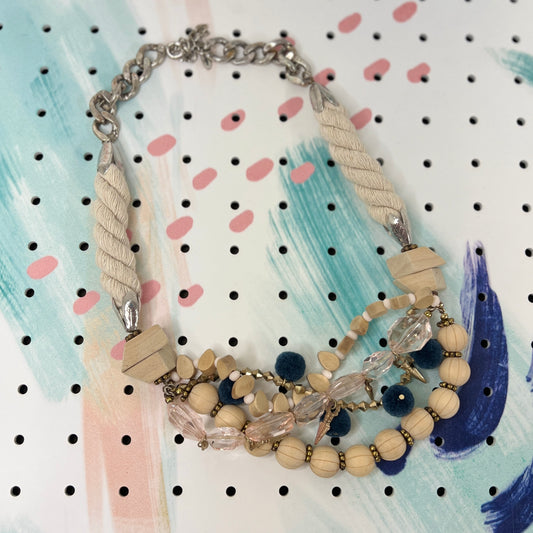 Rope Wooden Beaded Statement Necklace